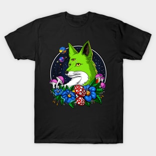 Alien Fox Third Eye Space UFO T-Shirt